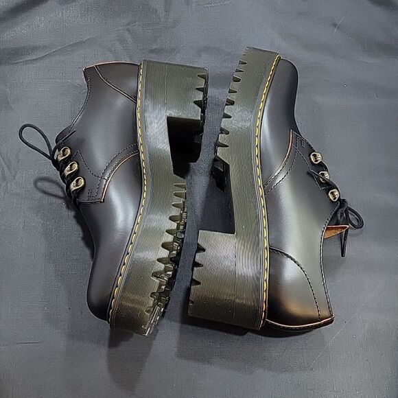 BRAND NEW DR MARTENS LEONA LOW BLACK VINTAGE SMOOTH HEELED SHOES G1 - Picture 7 of 16